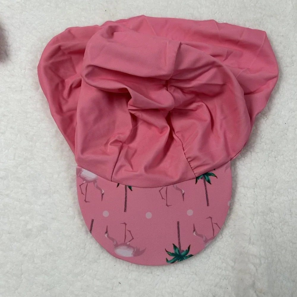 Bonverano UV Sun Suit Baby Girls 6-9M Pink Flamingo Palm Rashguard One Piece Hat - Picture 9 of 16